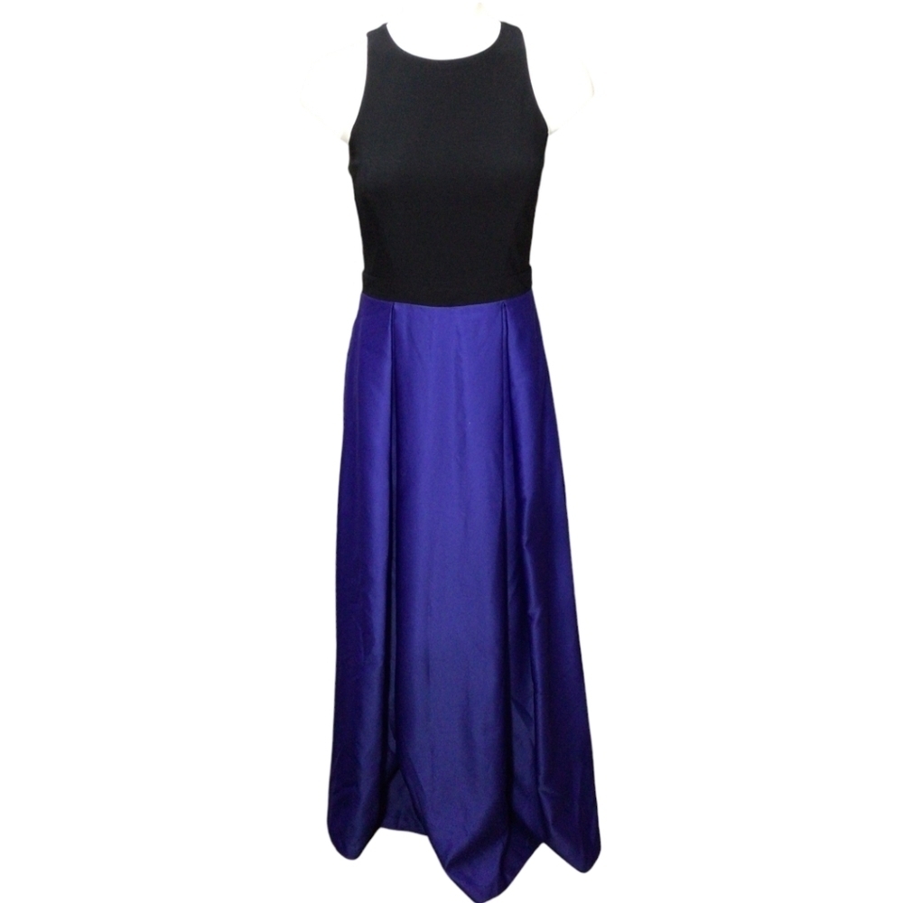 Betsy& Adam Beautiful Black and Blue Occasion Dress EUC 4
